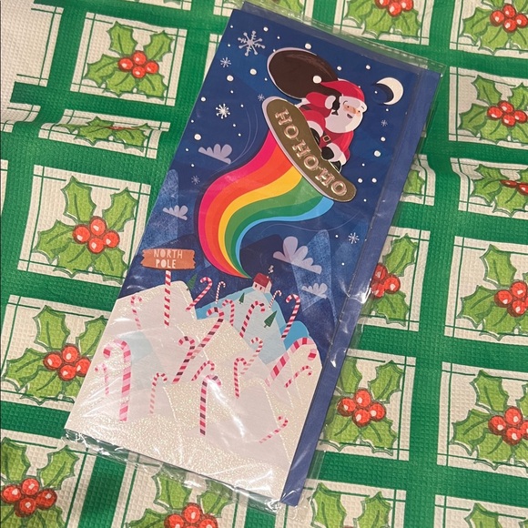 Festive Santa HO HO HO RAINBOW Holiday greeting card! Rainbow & Candy Canes - Picture 7 of 11